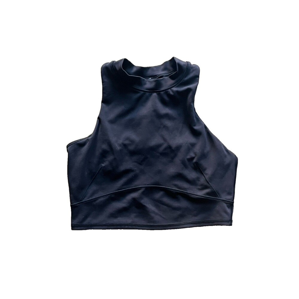 Lululemon Size 10 Everlux & Mesh Black Shelf Bra Yoga Sleek Crop Tank Top
